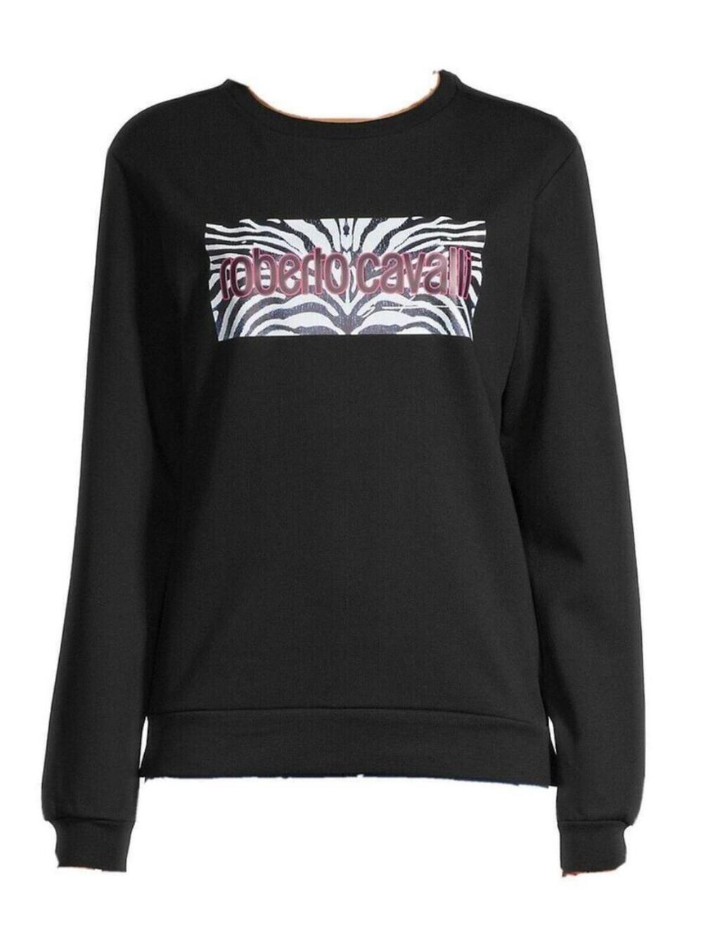 ROBERTO CAVALLI black logo crewneck sweatshirt sz S